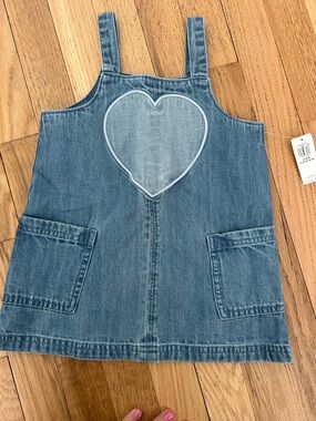 Old Navy Denim Jumper Dress with Heart Patch - Blue